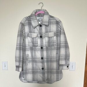 Sebby Gray & White Plaid Shirt Jacket